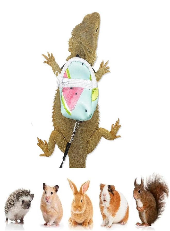FORZENA Bearded Dragons Harness Leashes Set Cute Backpack Back to School Design for Small Pets Reptile Lizard Crested Gecko Chameleon Rat Hamster Squrriel Ferret Photo Shoot (Flower) - Image 1